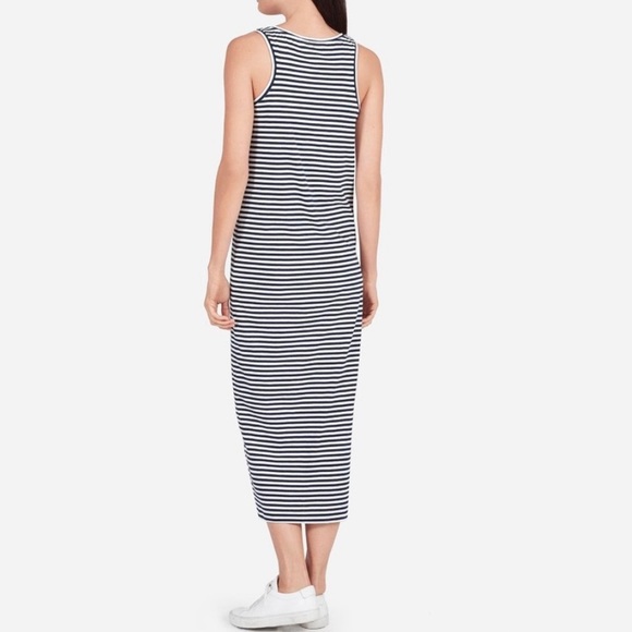 SOLD-Everlane Black and White Striped Casual Sleeveless Maxi Dress - Picture 4 of 11